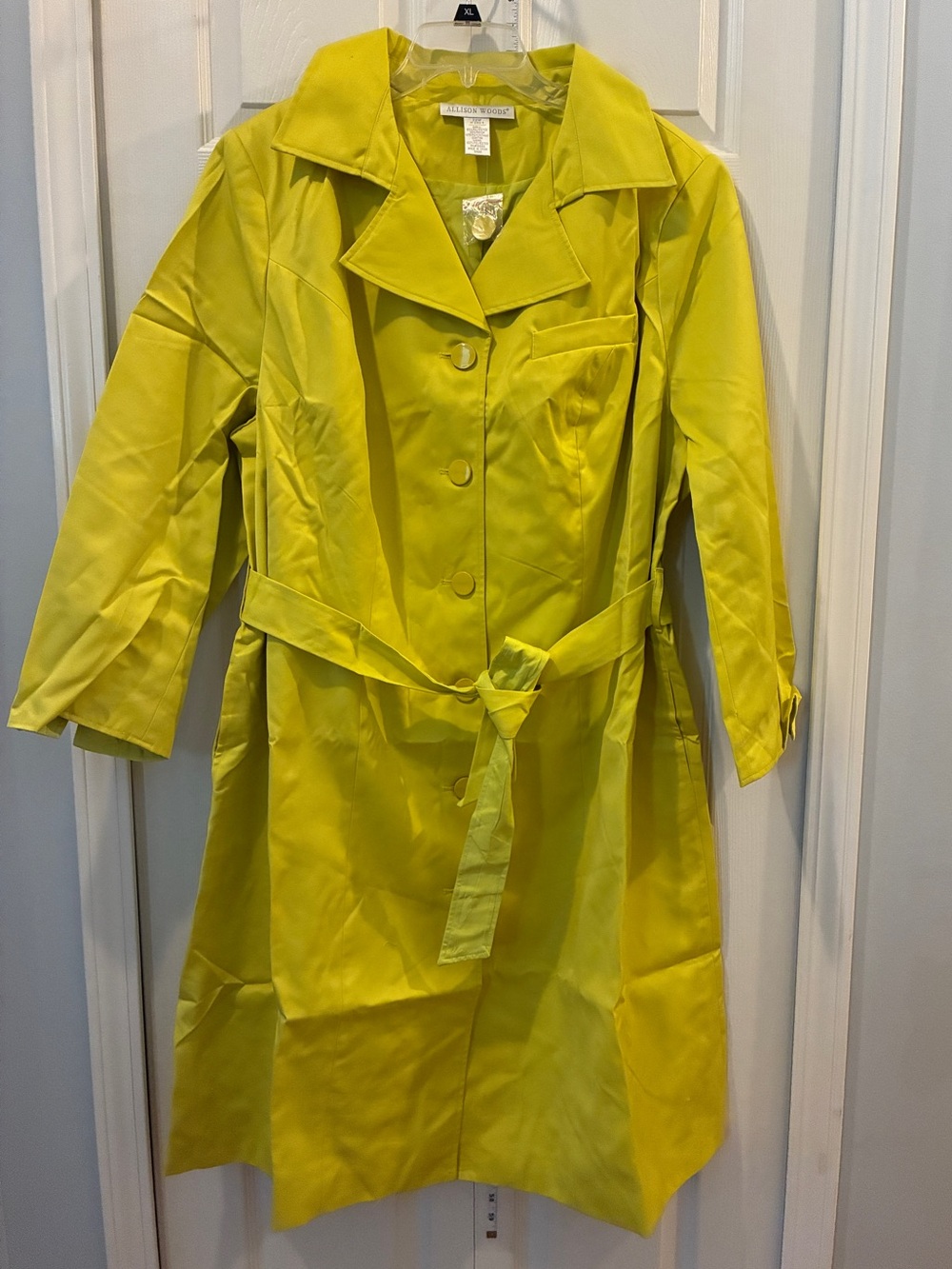 NWT Allison Woods 22W Yellow Women's Trench Coat - Classic Belted Style